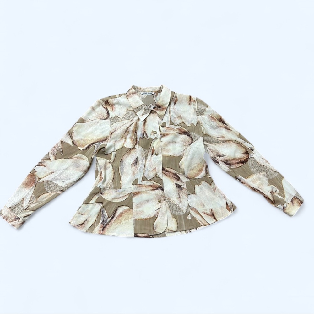 Vintage Cream and Brown Women's Top
